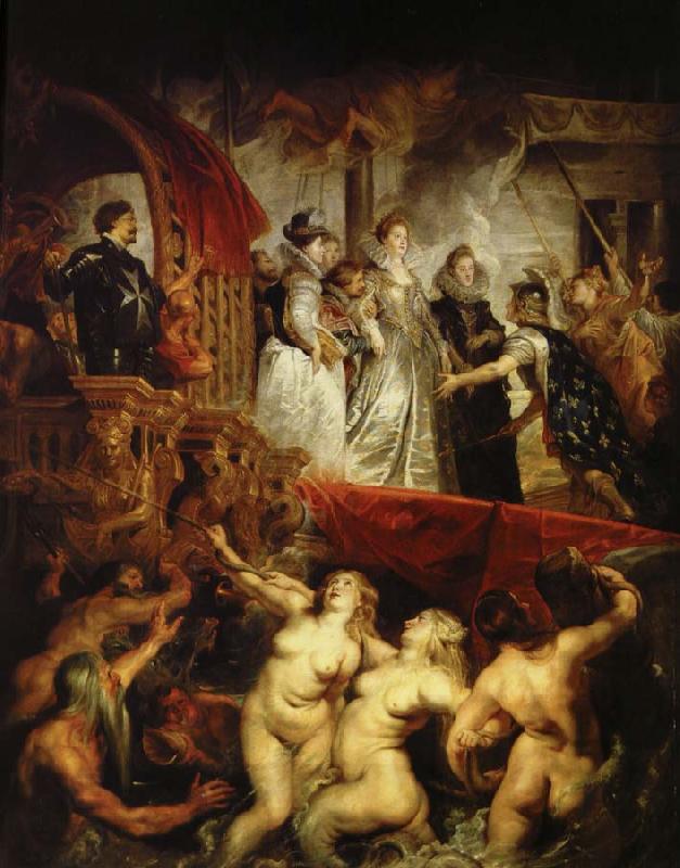 Peter Paul Rubens maria av medicis ankomst till hamnen i marseilles efter gifrermalet med henrik iv av frankrike oil painting picture